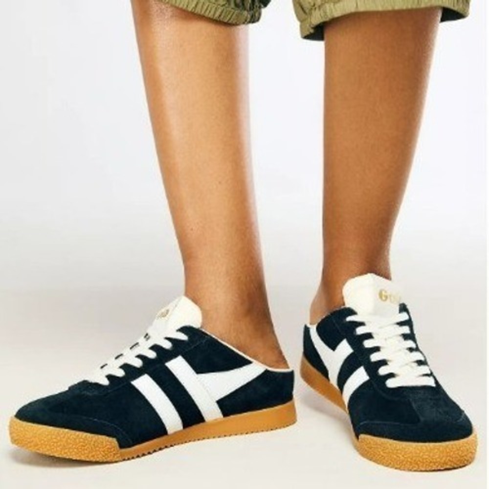 Gola Elan Mule Black White Suede Slip On Sneaker Women 9 Retro Sporty Streetwear - Picture 2 of 10